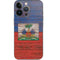 Haiti Flag Dark Wood iPhone 14 Pro Skin